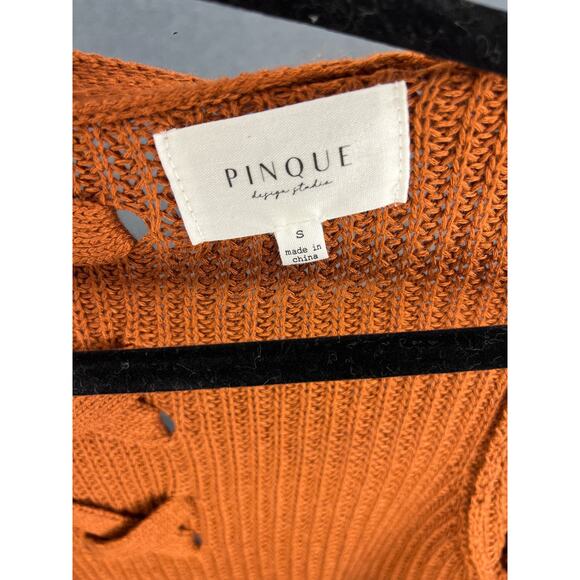 NWT Pinque Burnt Orange Textured Cardigan - Picture 5 of 7